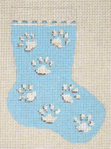Blue Paw Print Mini Stocking