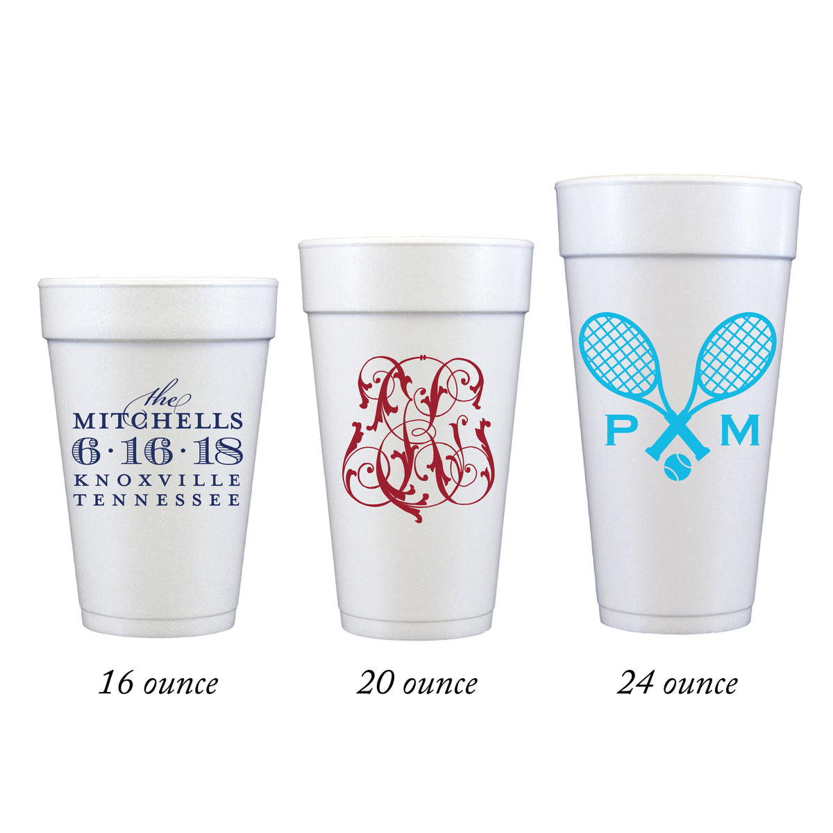 Nashville Wedding Foam Cups, Custom Printed Styrofoam Cups