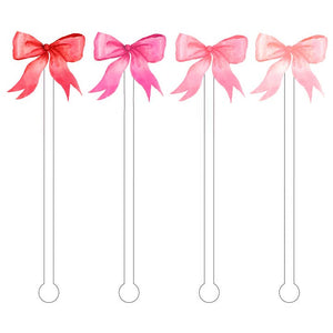 Ombre Pink Bow Acrylic Stir Sticks