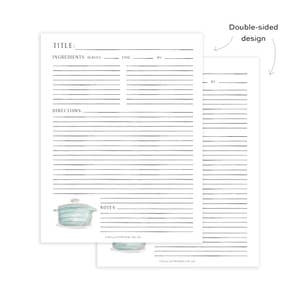 Recipe Binder Filler Pages