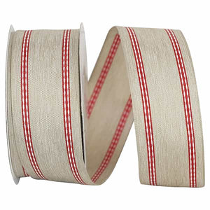 Stripe Edge Linen Ribbon